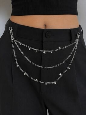 Silver Star Multi-Layer Chain Waist Necklace